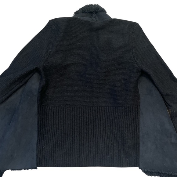 Romeo & Juliet Couture Large Faux Fur & Suede Black Cardigan - Picture 6 of 10